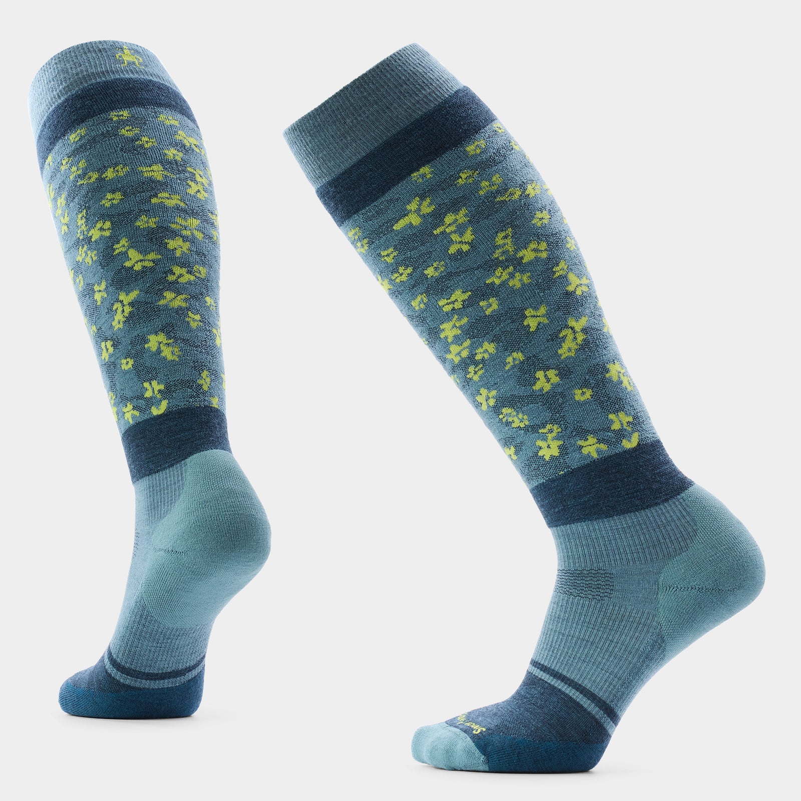 Women's Snowboard Wild Blossom Over the Calf Socks Dusty Teal - ver - 1