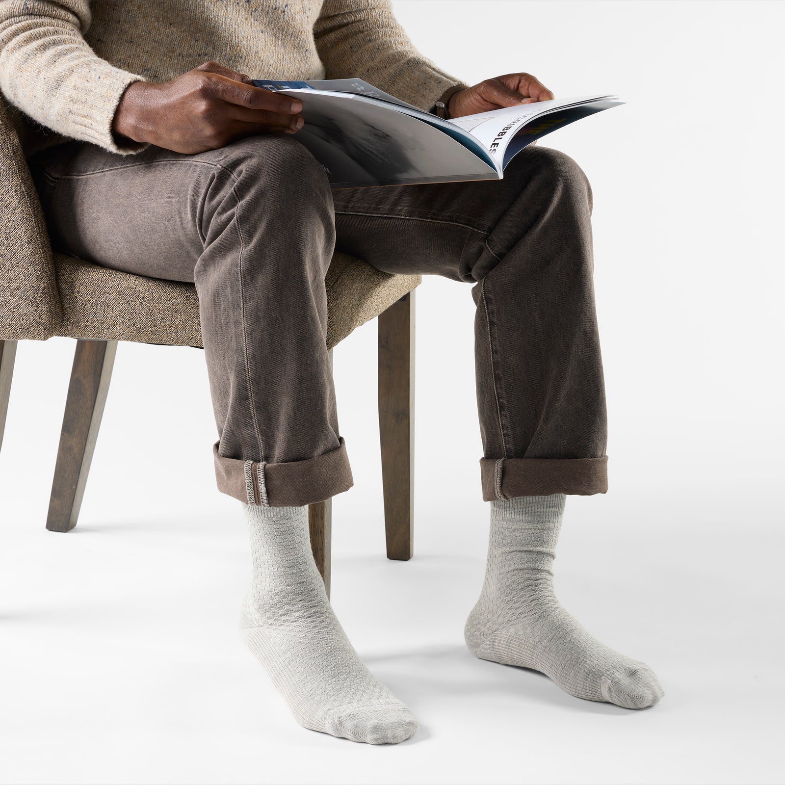 Everyday Basketweave Crew Socks Ash - voir - 2