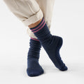 Women's Everyday Courtside Texture Tall Crew Socks Deep Navy - voir - 2