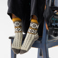 Women's Everyday Cozy Retro Sunflower Crew Socks Natural - ver - 2