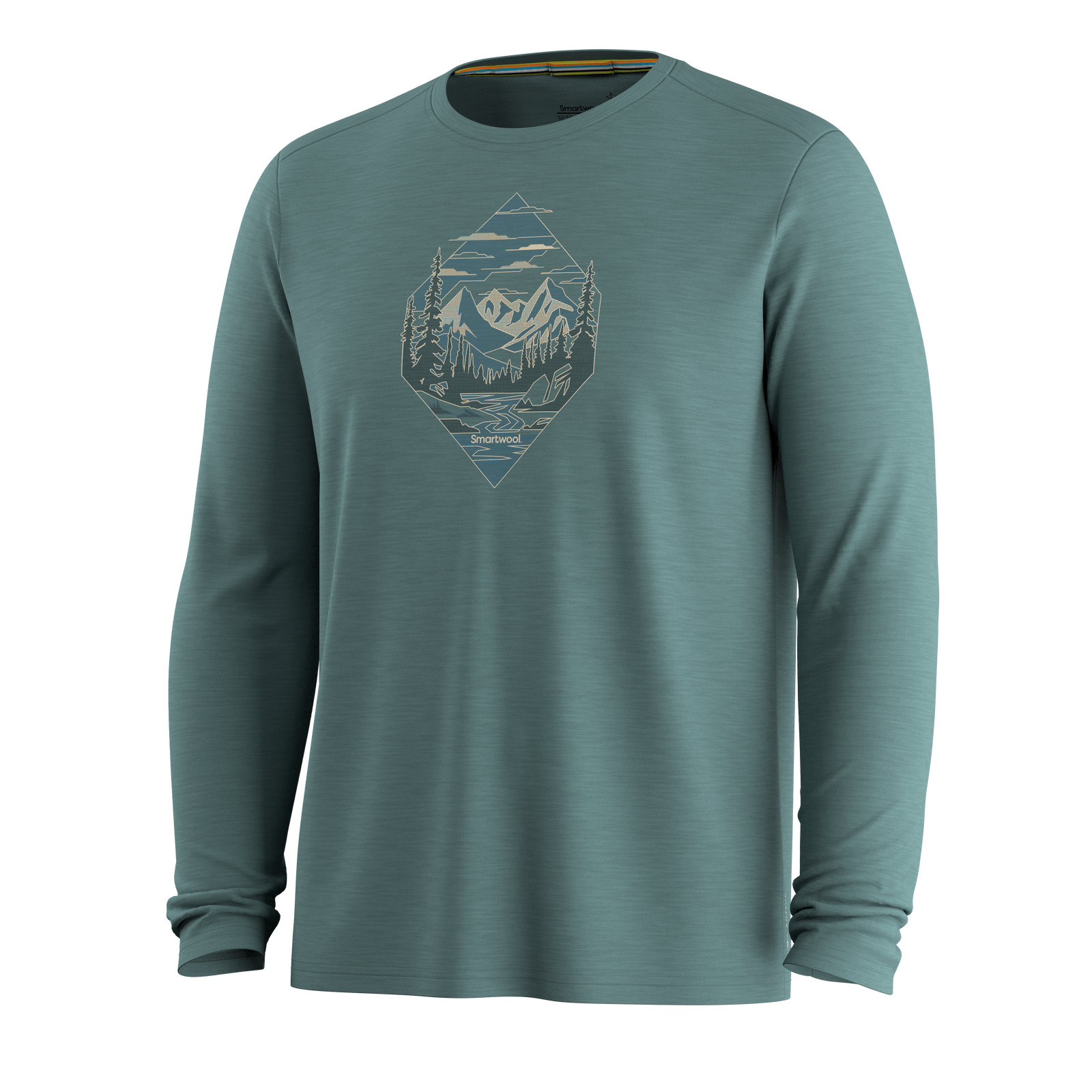 Men's Wander Valley Active Long Sleeve Graphic Tee Dusty Teal - ver - 3