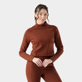 Women's Active Merino Movement Mock Neck Burnt Sienna - ver - 1