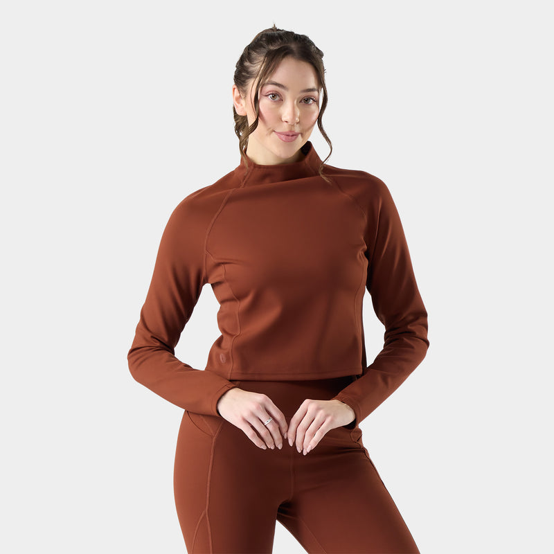 Haut à col montant Active Merino Movement pour femmes - Terre de Sienne calcinée / TP