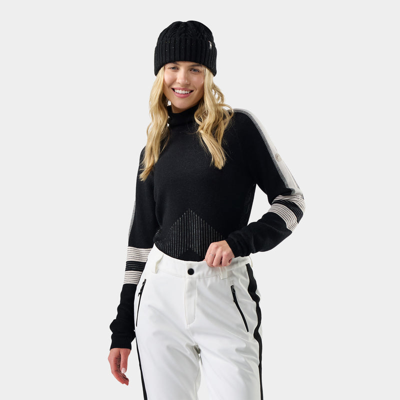 Women's Alpine Turtleneck - Black-White / XS