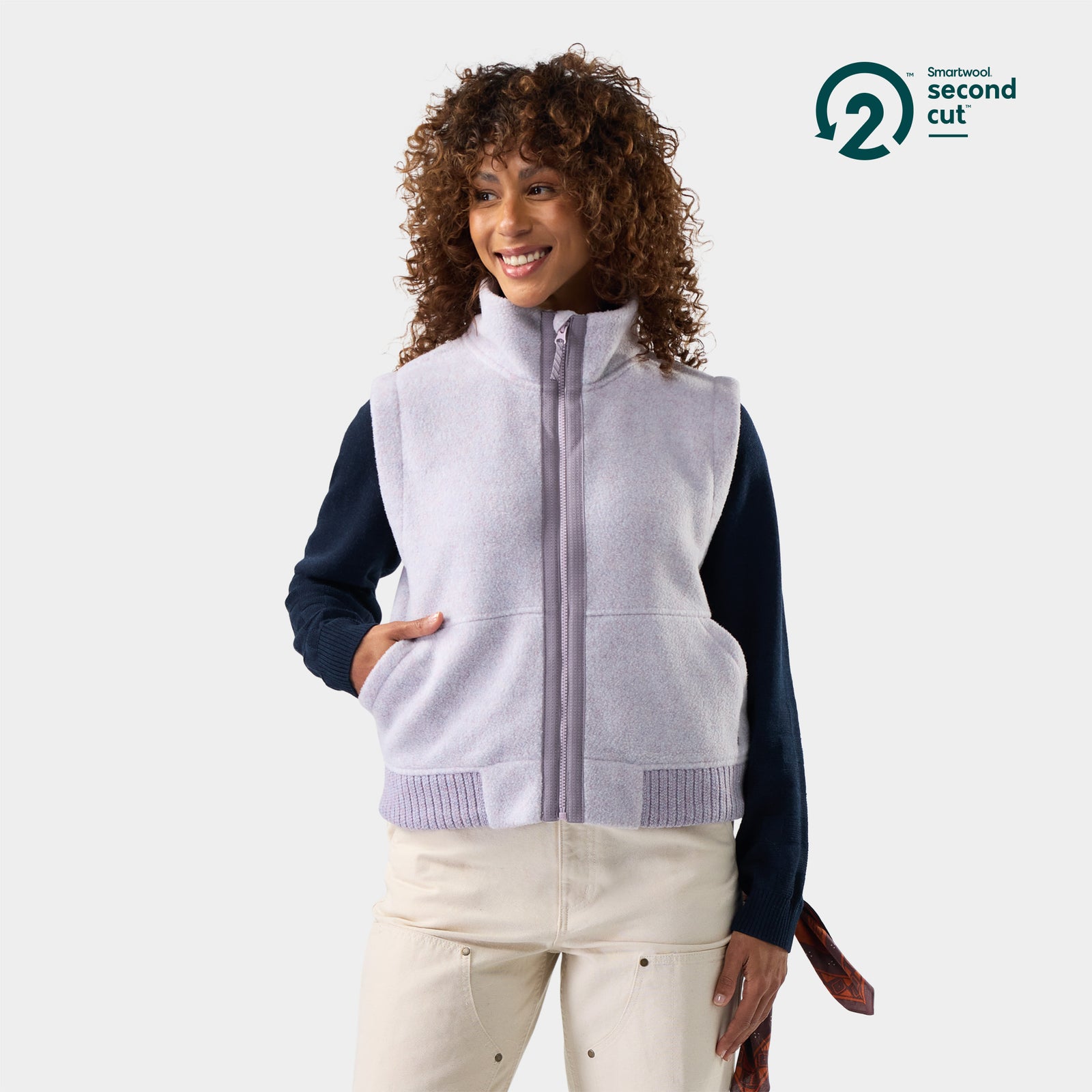 Women's Second Cut Fleece Vest Green Tea - ver - 1