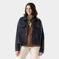 Women's Anchor Line Cropped Shirt Jacket Almond Plaid - ver - 1