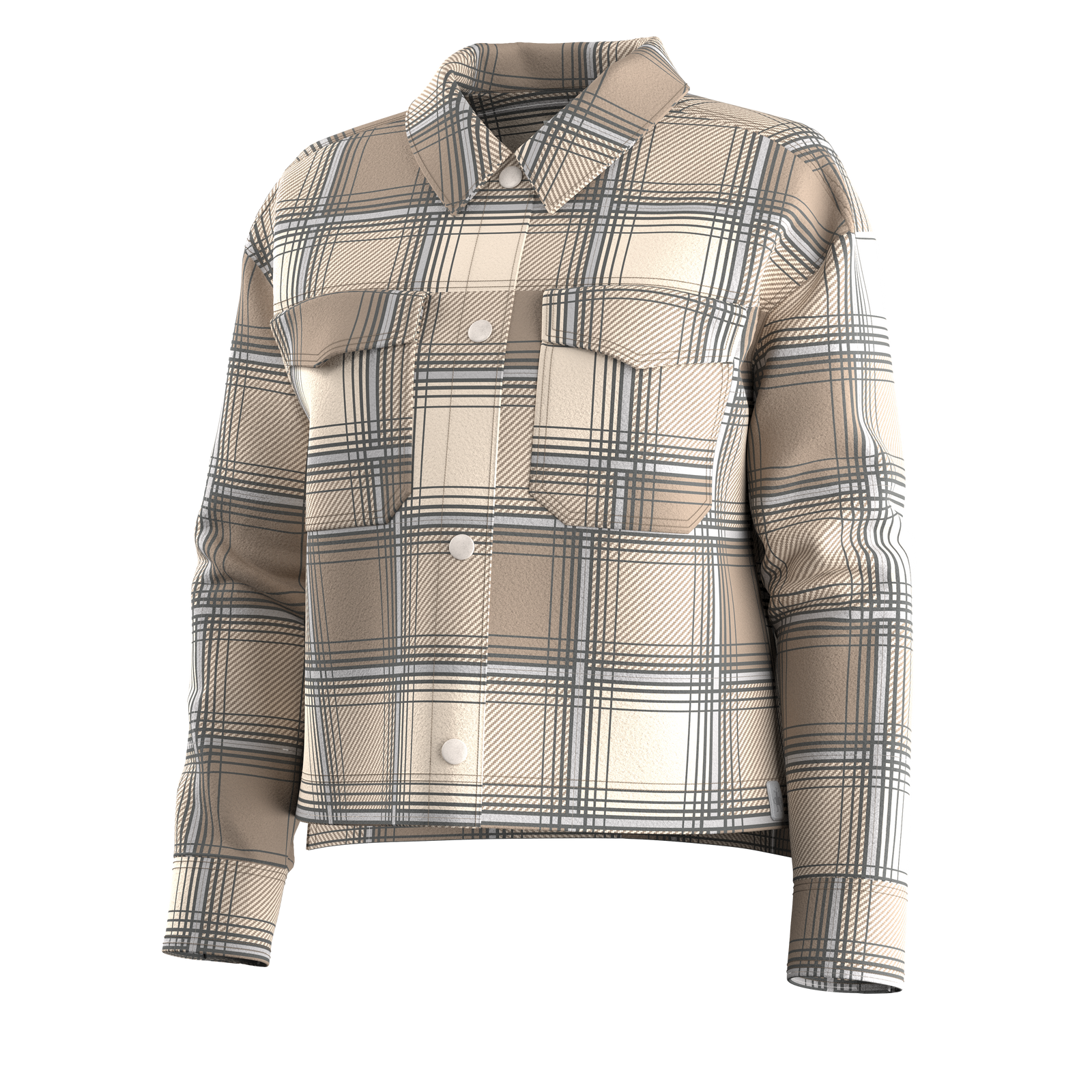 Women's Anchor Line Cropped Shirt Jacket Almond Plaid - ver - 3