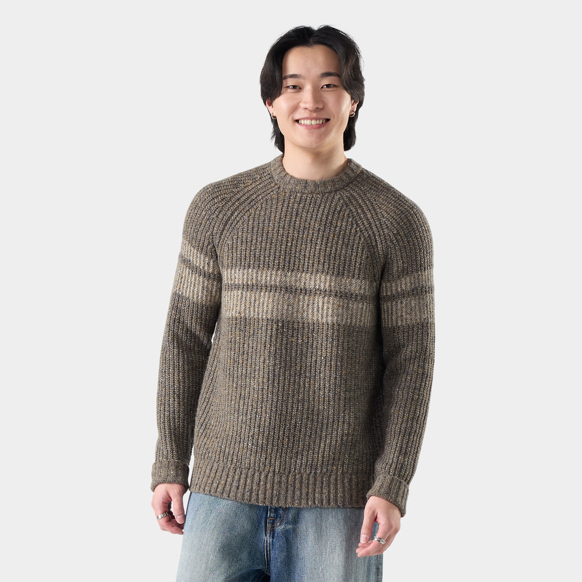 Men's Fisherman Crew Sweater Mocha Heather - 