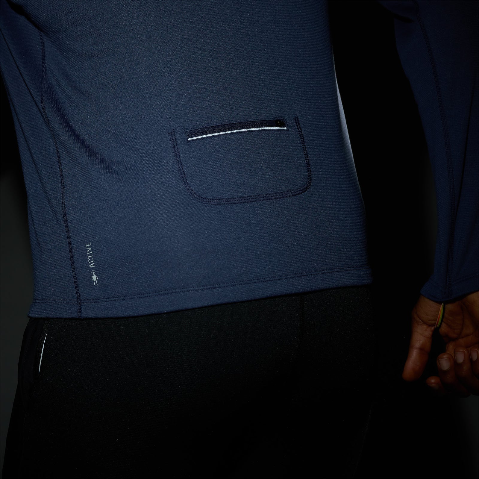 Men's Active Fleece Wind Hoodie Nightfall Blue-Deep Navy - ver - 4