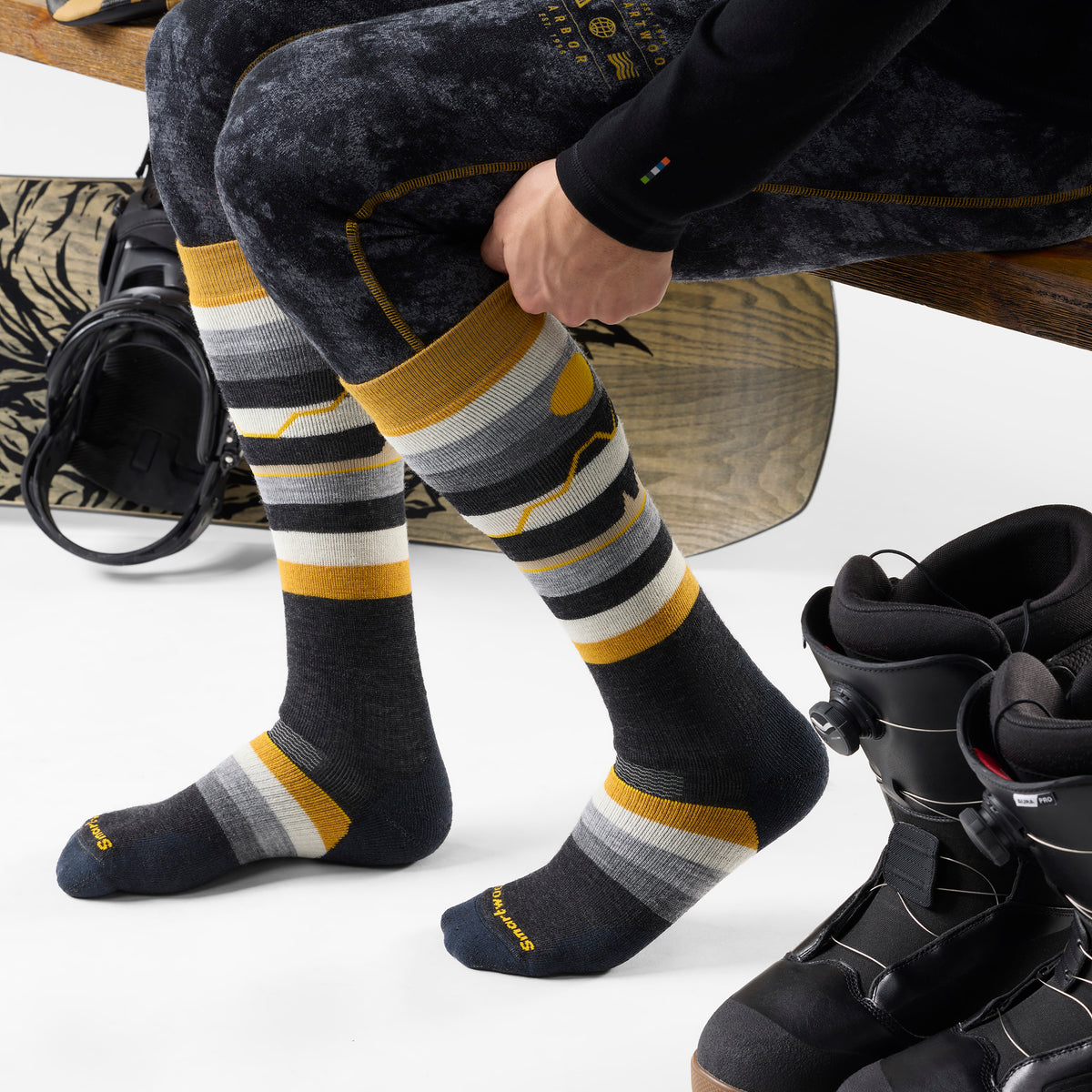 Snowboard Cold Canyon Over the Calf Socks Charcoal - ver - 2