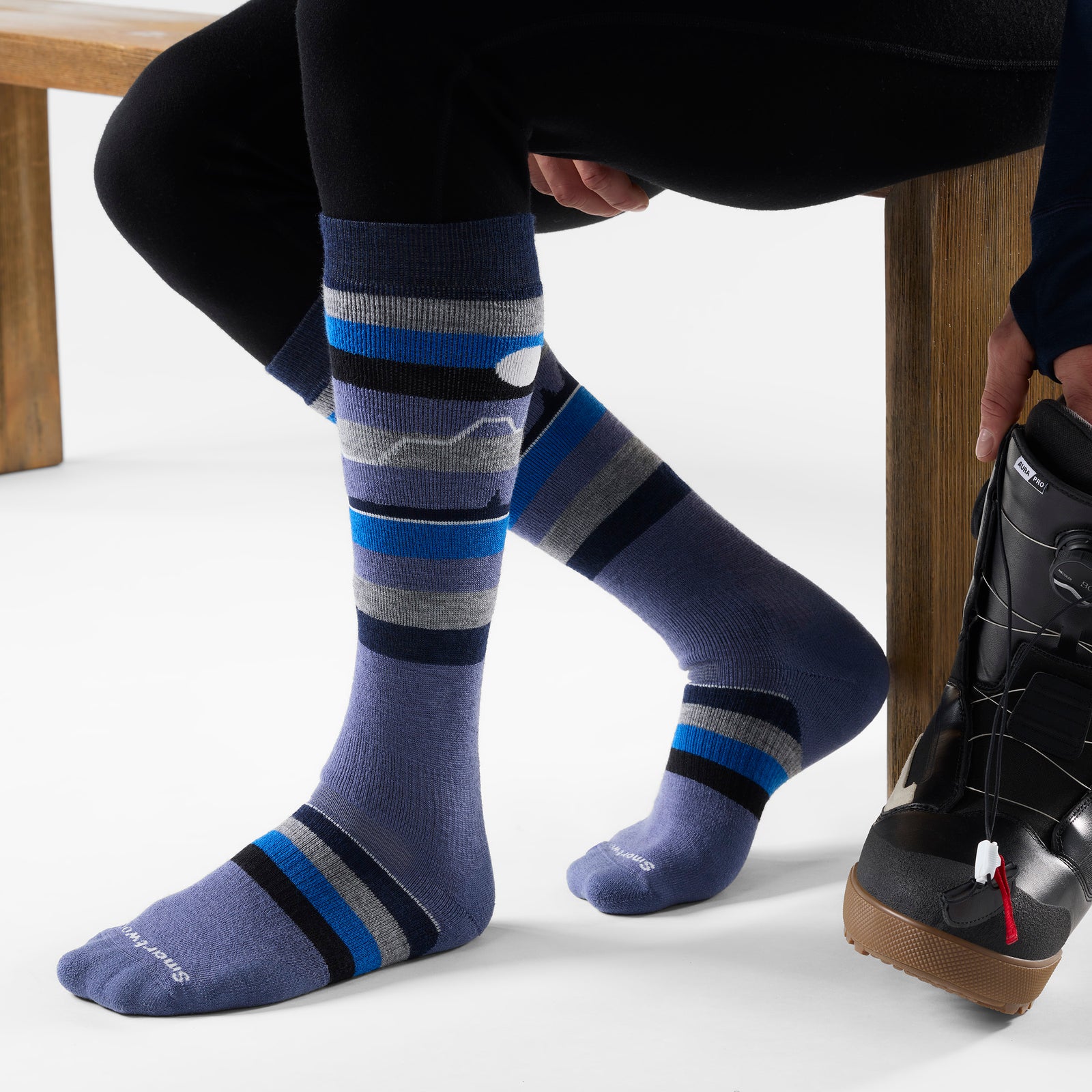 Snowboard Cold Canyon Over the Calf Socks Nightfall Blue - ver - 2
