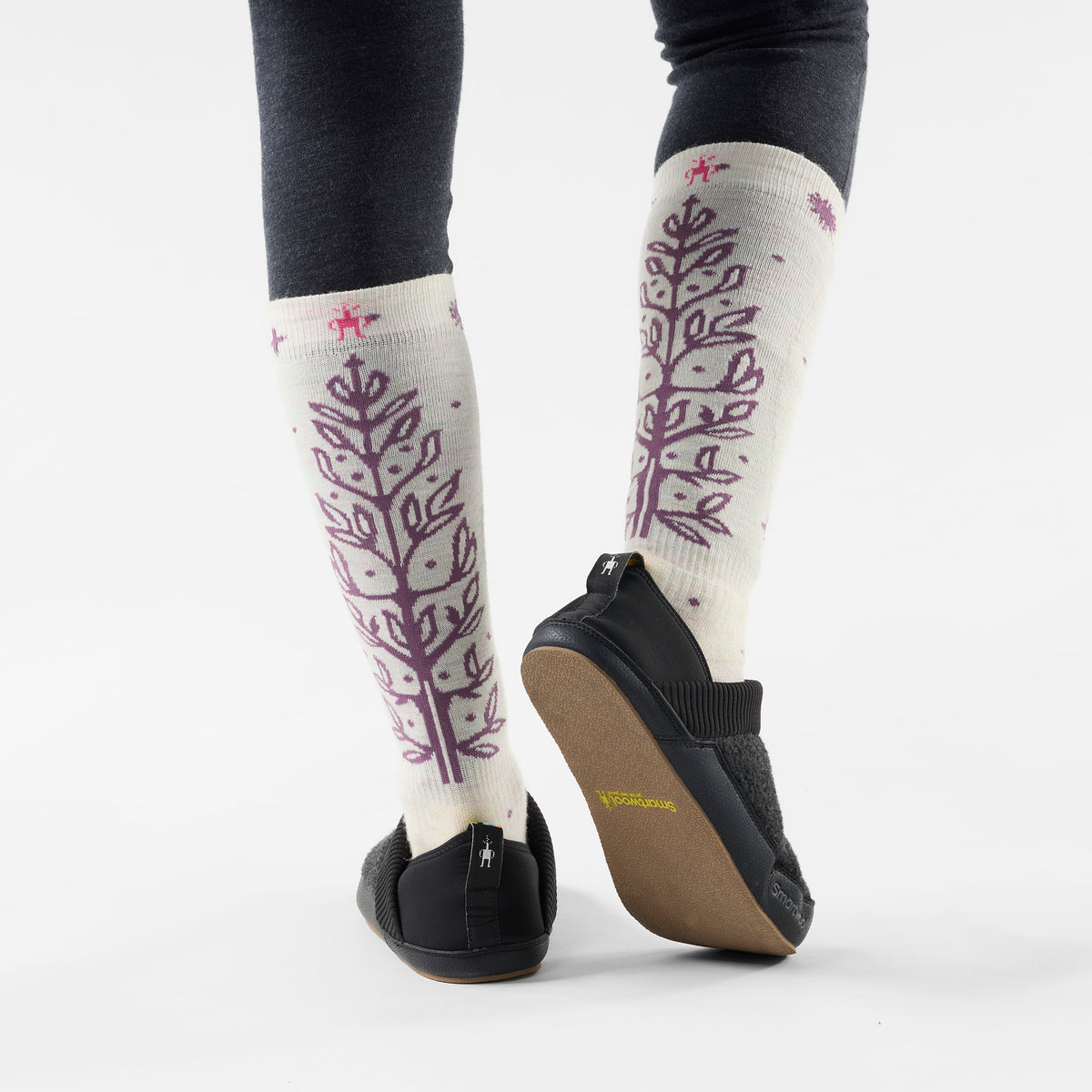 Women's Ski Ice Blossom Over the Calf Socks Moonbeam - ver - 2