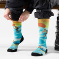Women's Ski Steep Days Print Over the Calf Socks Serene Blue - ver - 2
