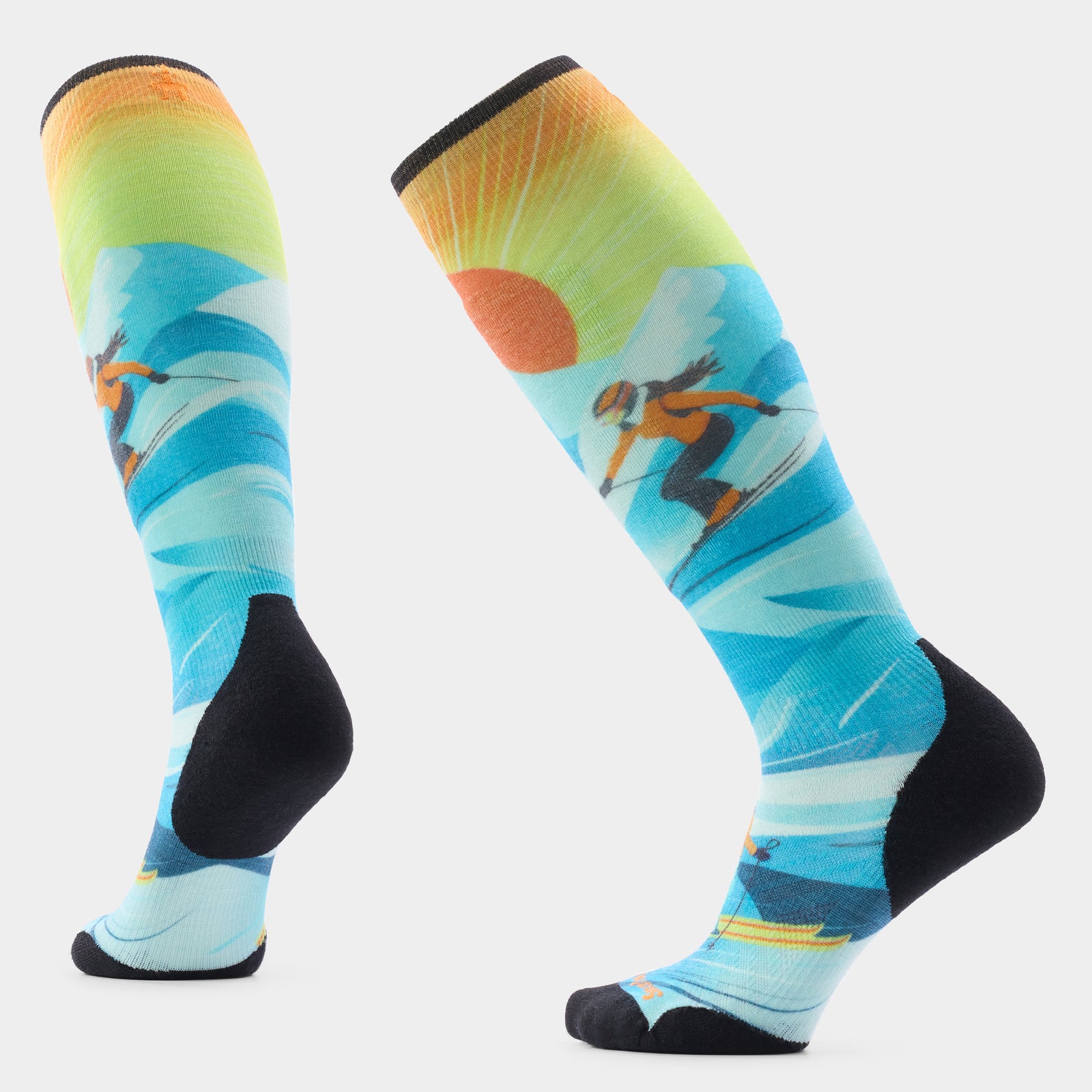 Women's Ski Steep Days Print Over the Calf Socks Serene Blue - ver - 1