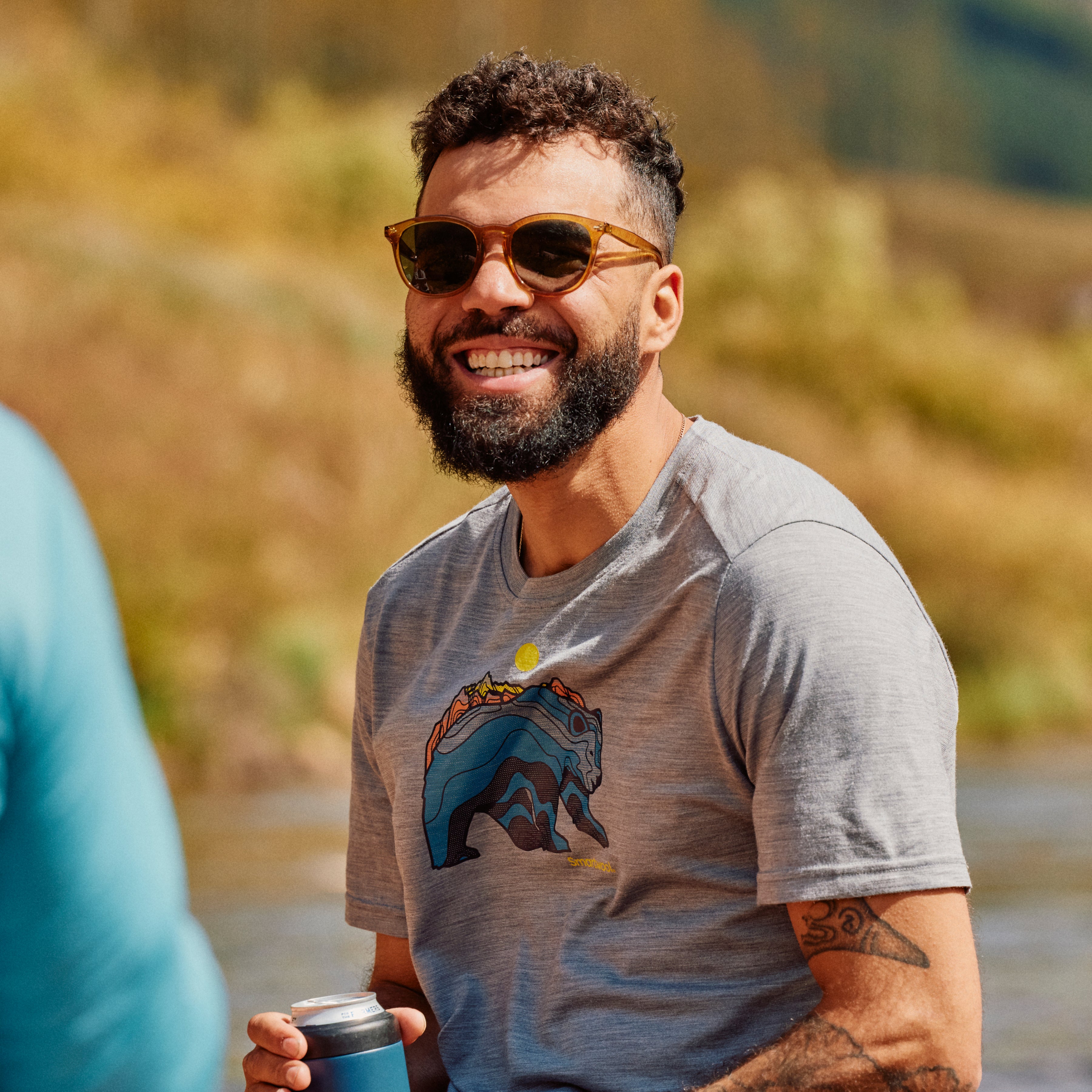 Men's Bear Strata Active Short Sleeve Graphic Tee - Light Gray Heather