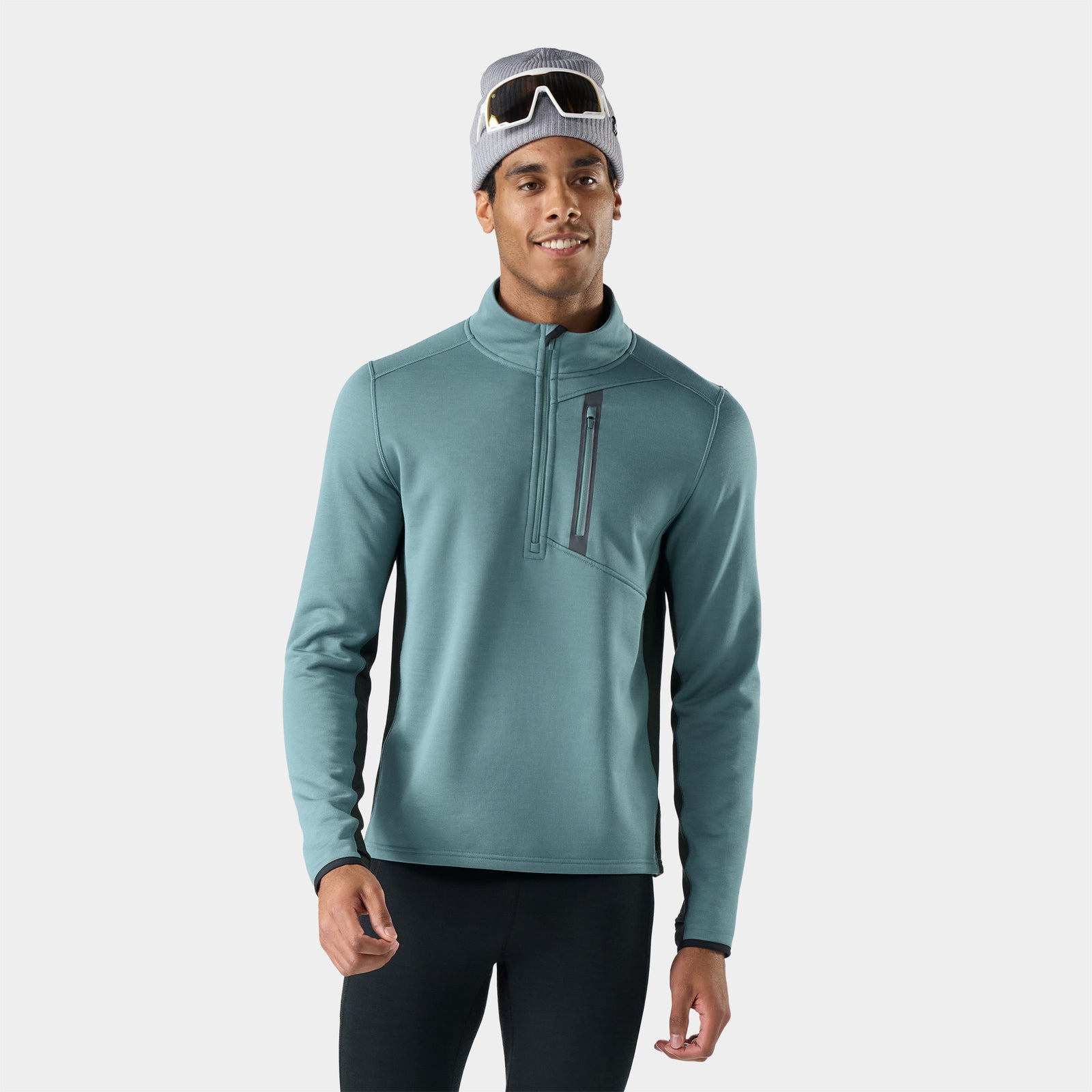 Men's Active Fleece 1/2 Zip Dusty Teal - ver - 1