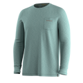 Men's Hemp Blend Go Far Bear Long Sleeve Graphic Tee Dusty Teal Heather - ver - 3