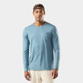 Men's Hemp Blend Go Far Bear Long Sleeve Graphic Tee Dusty Teal Heather - ver - 1