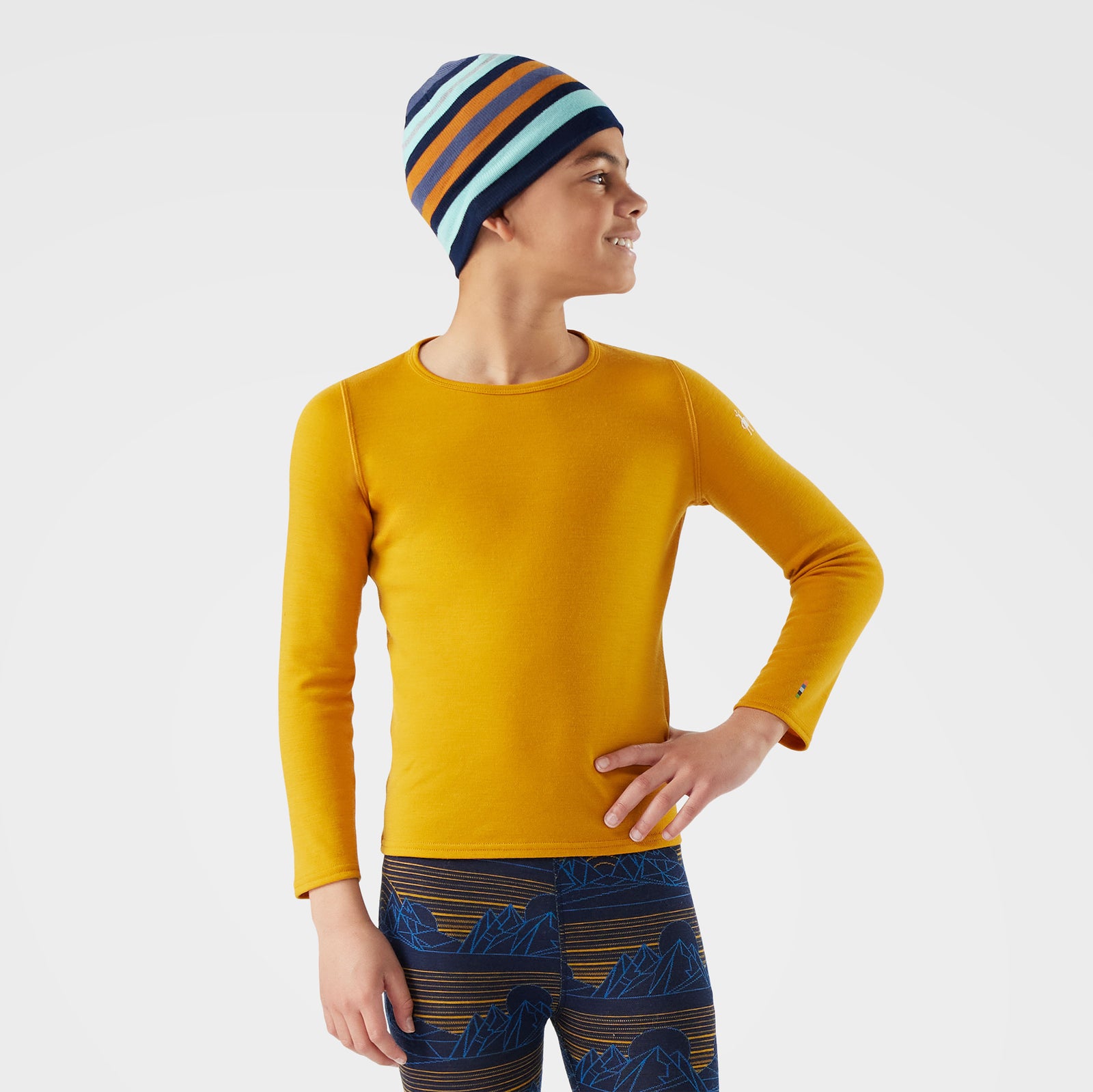 Haut de base thermal Merino classique à encolure ronde en boîte pour enfants  - voir - 1