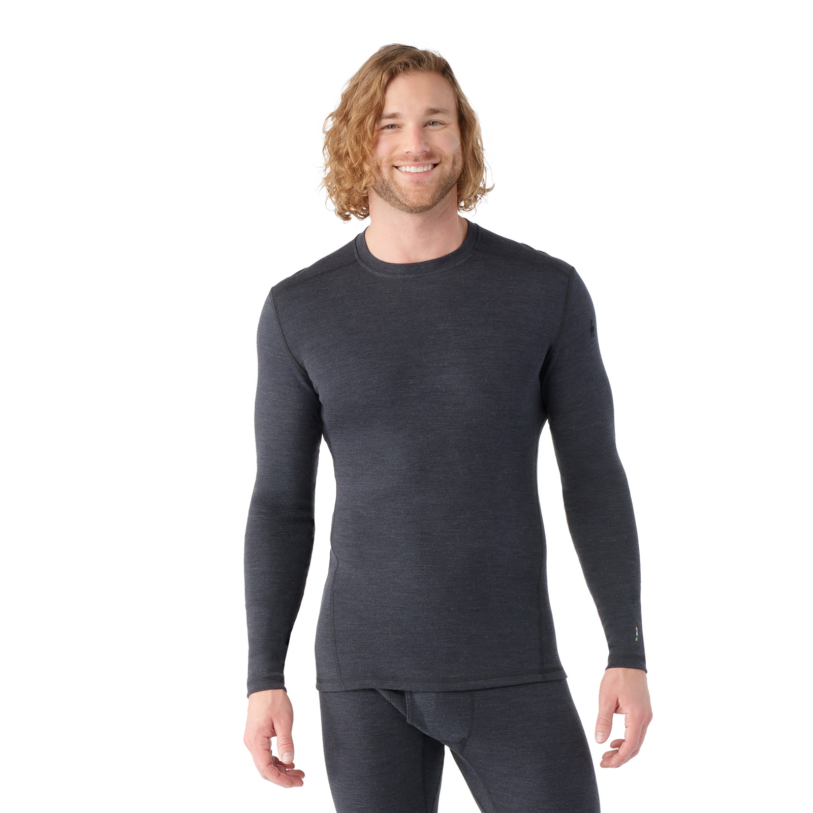 Men's Classic Thermal Merino Base Layer Crew Mineral Blue Heather - ver - 1