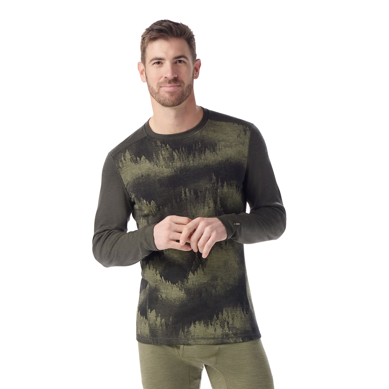 Men's Classic Thermal Merino Base Layer Crew Mineral Blue Heather - ver - 1