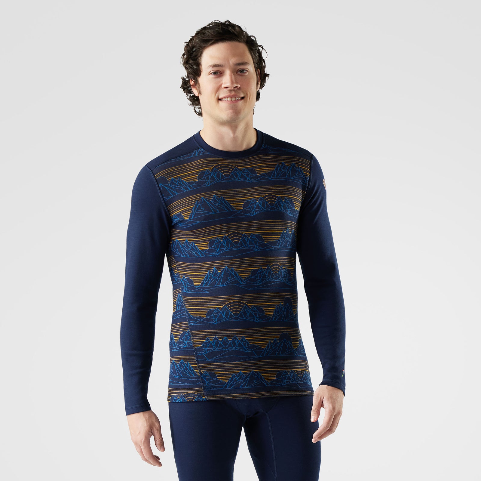 Men's Classic Thermal Merino Base Layer Crew Mineral Blue Heather - ver - 1