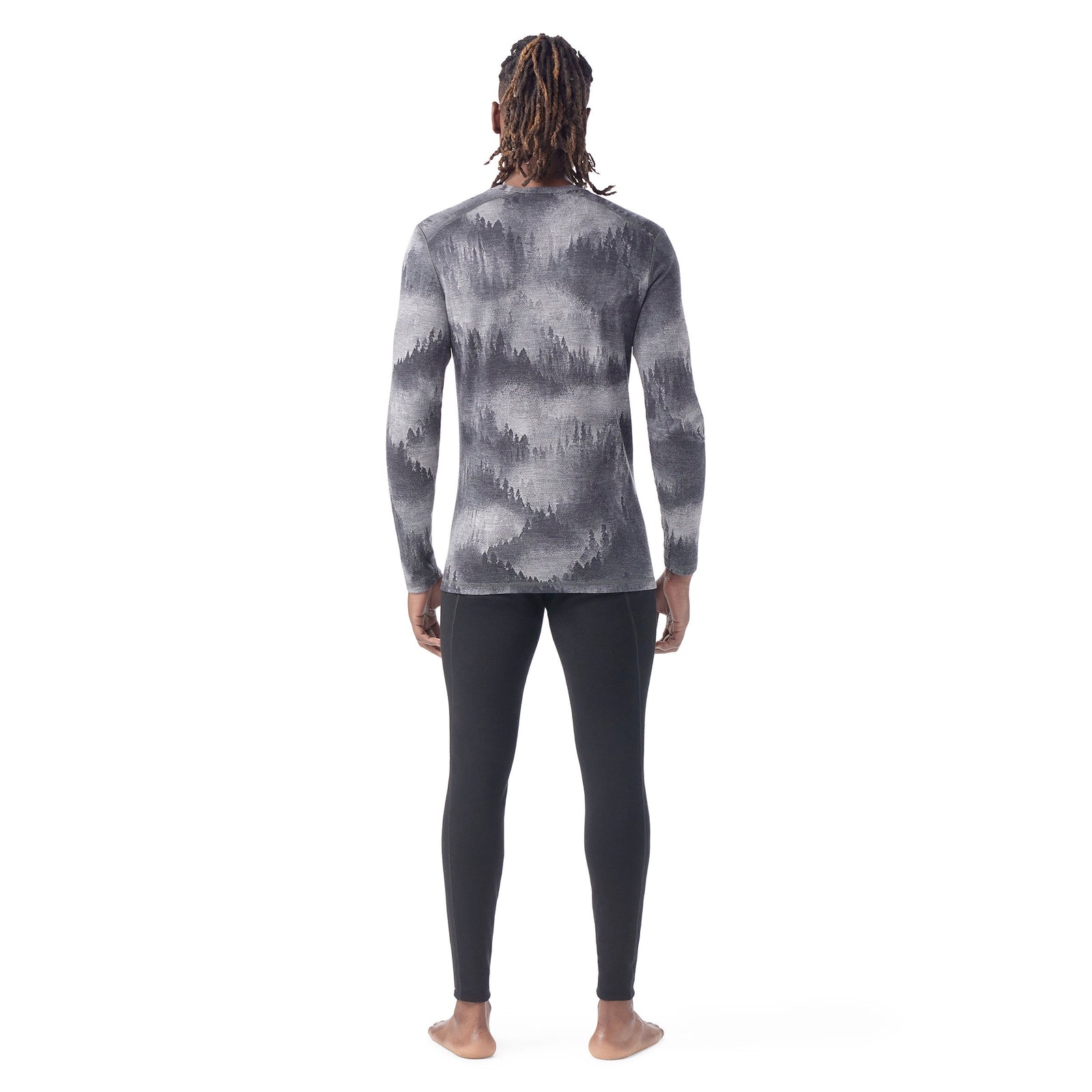 Men's Classic Thermal Merino Base Layer Crew Pacific Blue-Charcoal - ver - 2