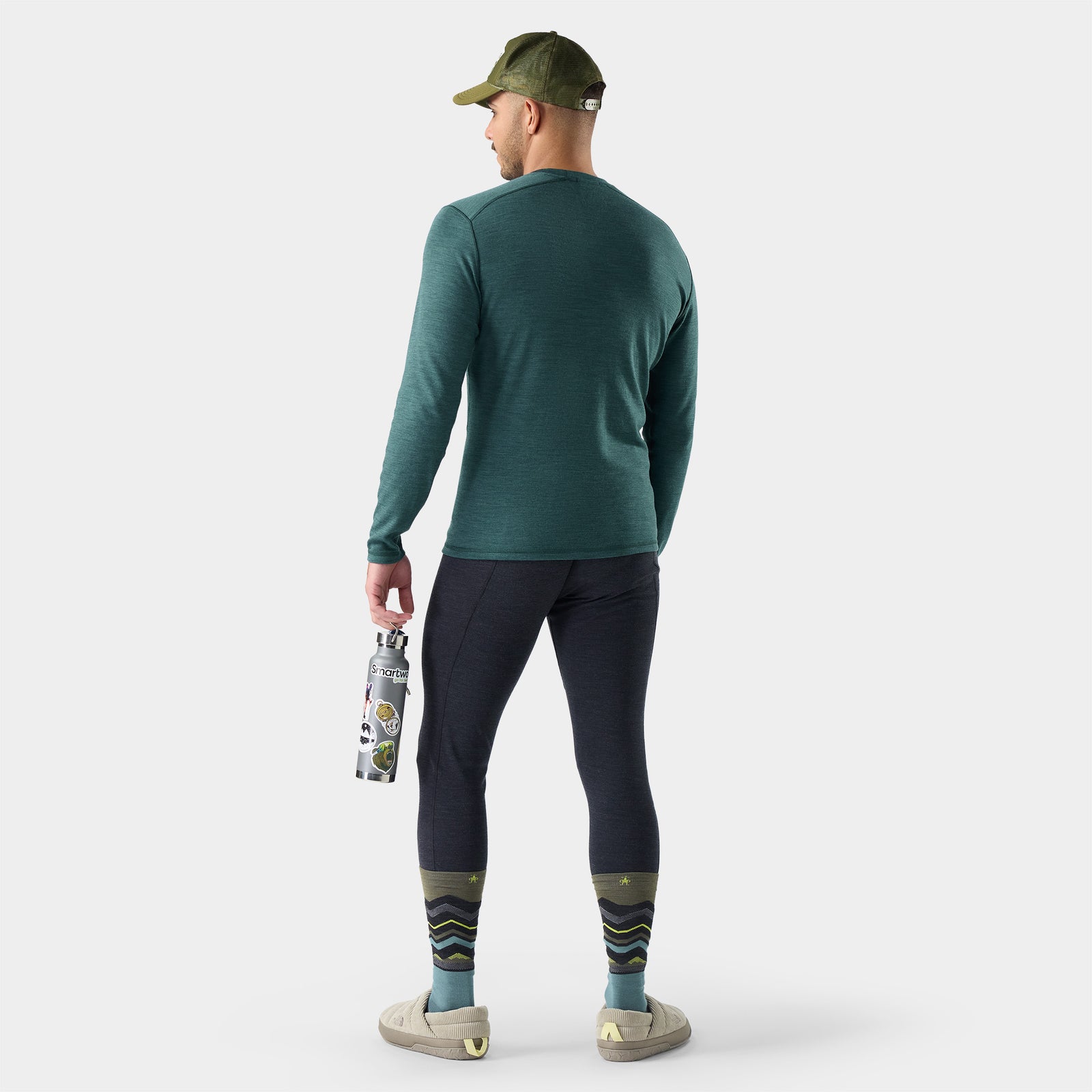Men's Classic Thermal Merino Base Layer Crew Dark Teal Heather - ver - 2