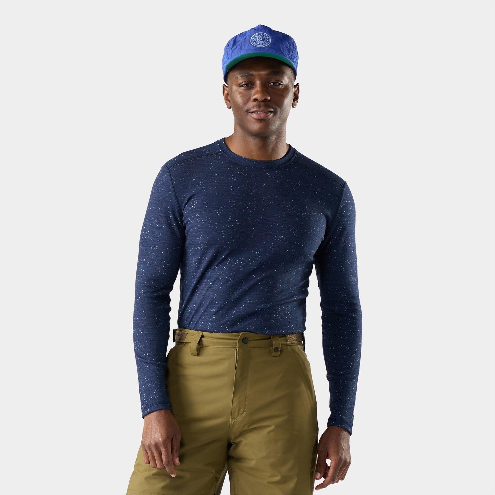 Men's Classic Thermal Merino Base Layer Crew Pacific Blue-Charcoal - ver - 5