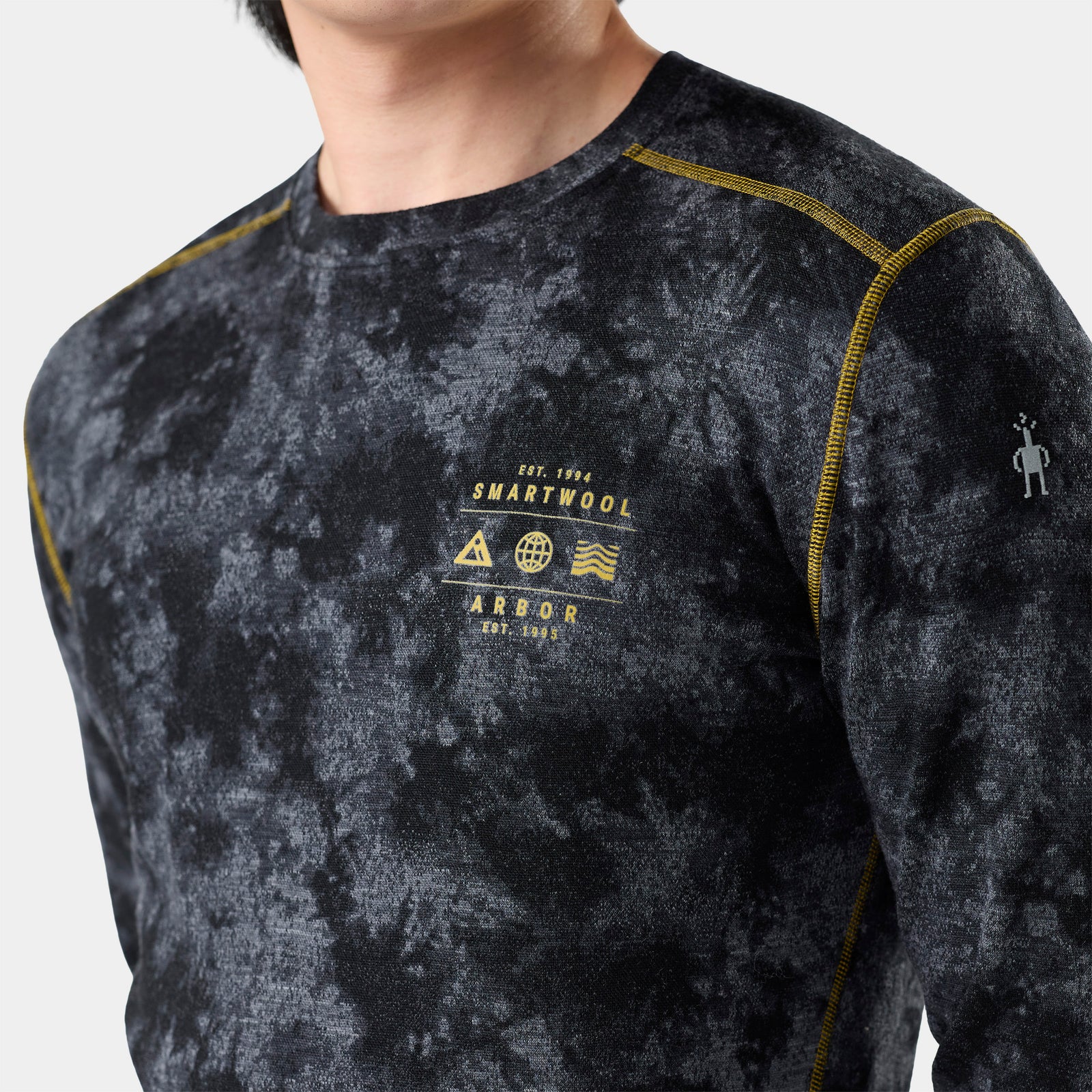 Men's Classic Thermal Merino Base Layer Crew Pacific Blue-Charcoal - ver - 3