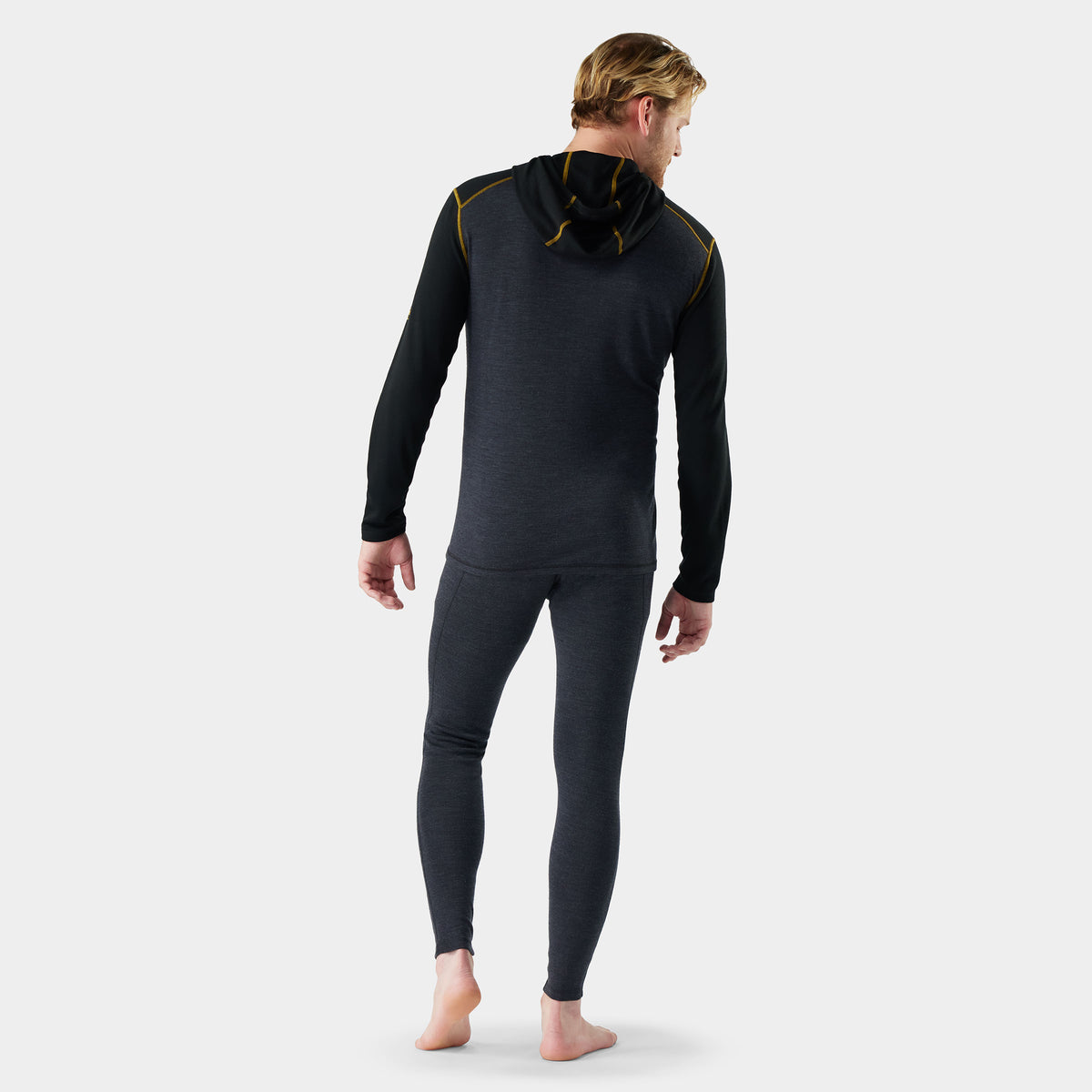 Men's Classic Thermal Merino Base Layer Hoodie Charcoal-Honey Gold - 2
