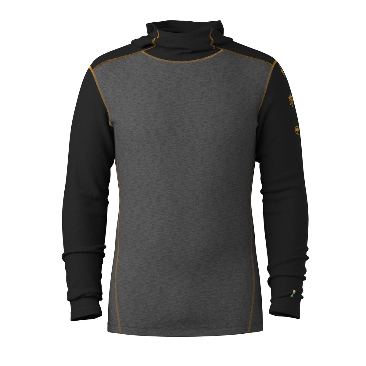 Men's Classic Thermal Merino Base Layer Hoodie Charcoal-Honey Gold - 3