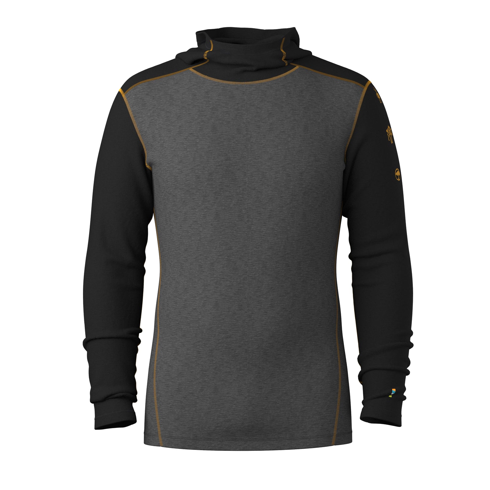 Men's Classic Thermal Merino Base Layer Hoodie Charcoal-Honey Gold - ver - 3