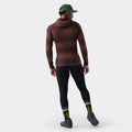 Men's Classic Thermal Merino Base Layer Hoodie Burnt Sienna Check - ver - 2