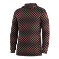 Men's Classic Thermal Merino Base Layer Hoodie Burnt Sienna Check - ver - 3