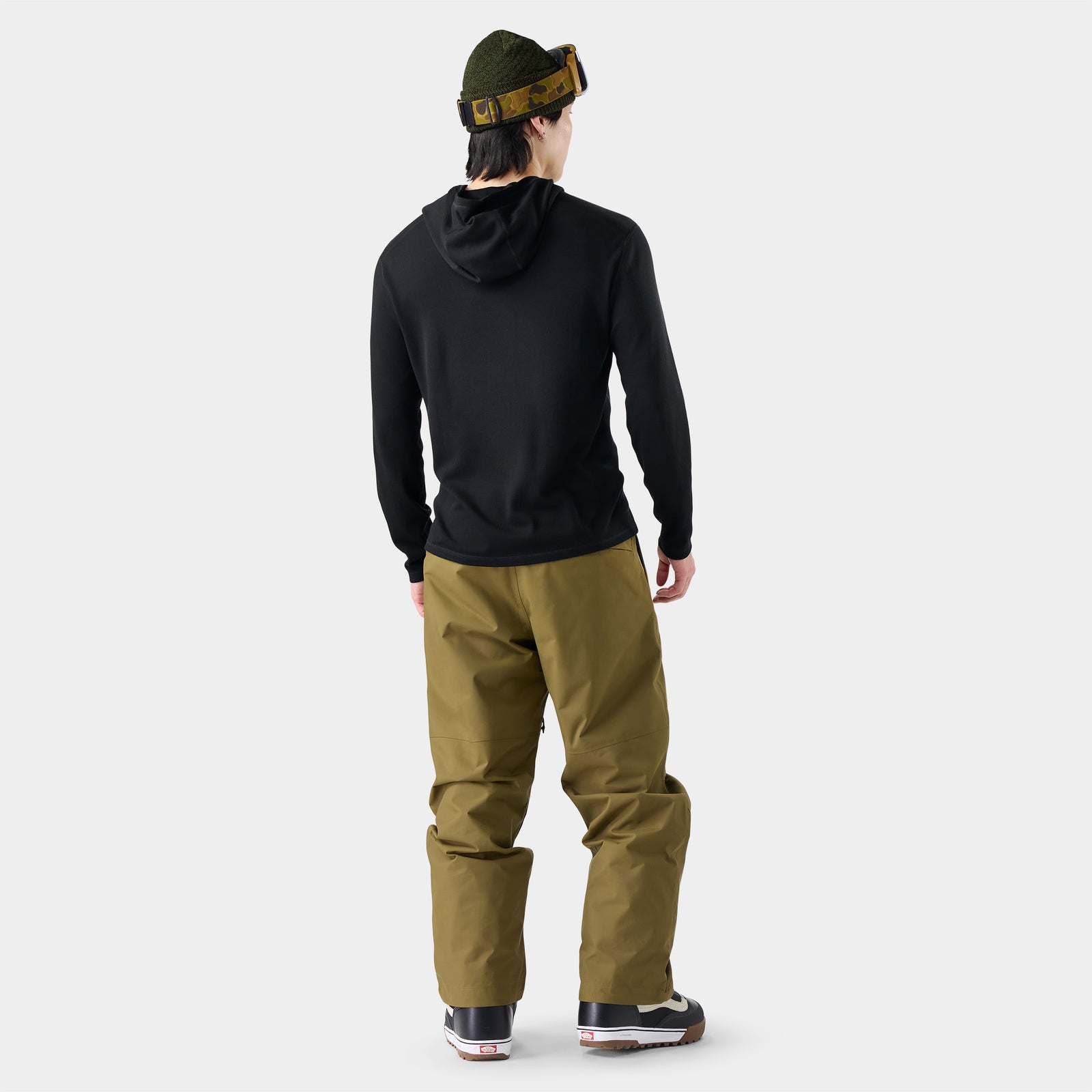 Men's Classic Thermal Merino Base Layer Hoodie Charcoal Linear Peaks - ver - 2