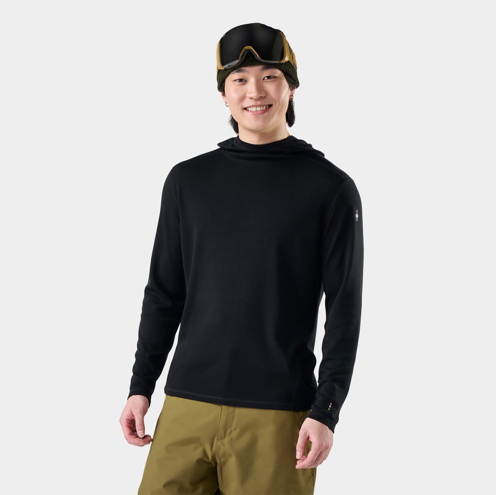 Men's Classic Thermal Merino Base Layer Hoodie Boxed Charcoal Linear Peaks - ver - 5