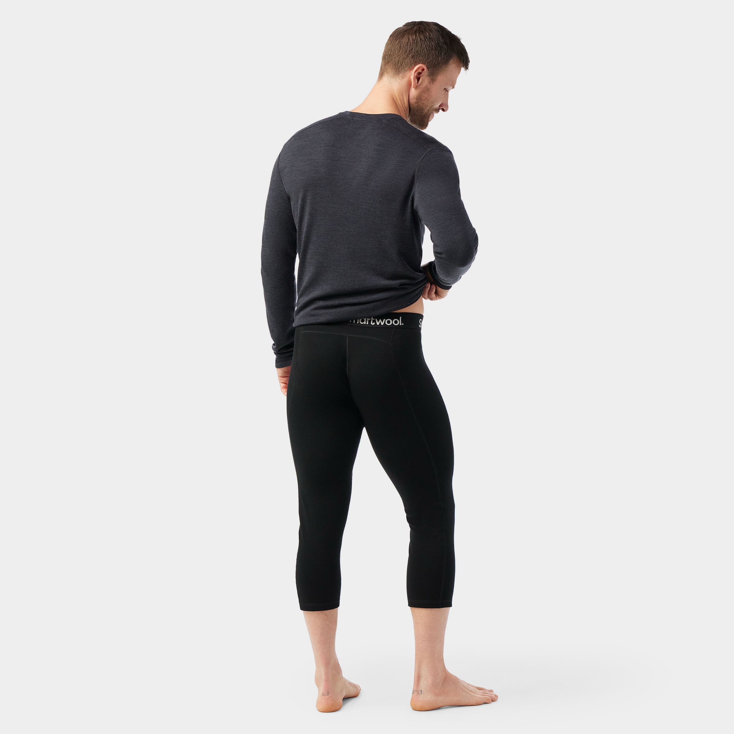 Men's Classic Thermal Merino Base Layer 3/4 Bottom - Black