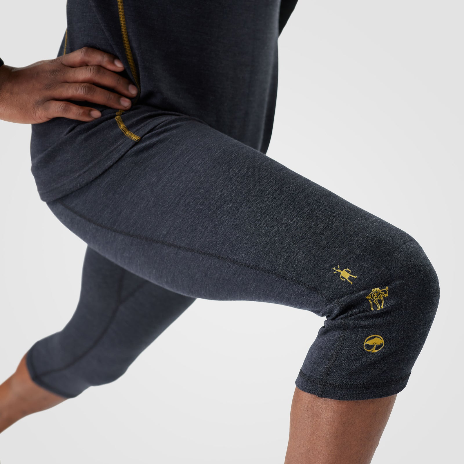 Men's Classic Thermal Merino Base Layer 3/4 Bottom Black - ver - 7