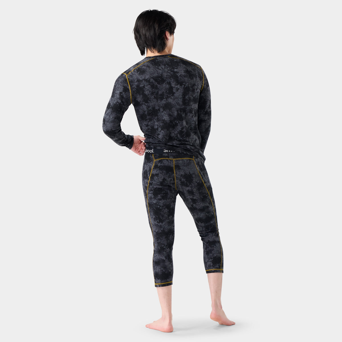 Men's Classic Thermal Merino Base Layer 3/4 Bottom Black - ver - 2