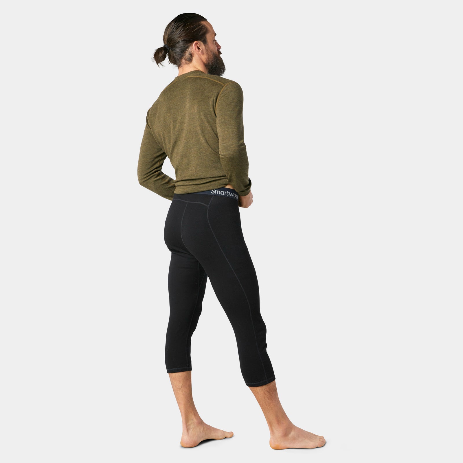 Men's Classic Thermal Merino Base Layer 3/4 Bottom Black - ver - 2