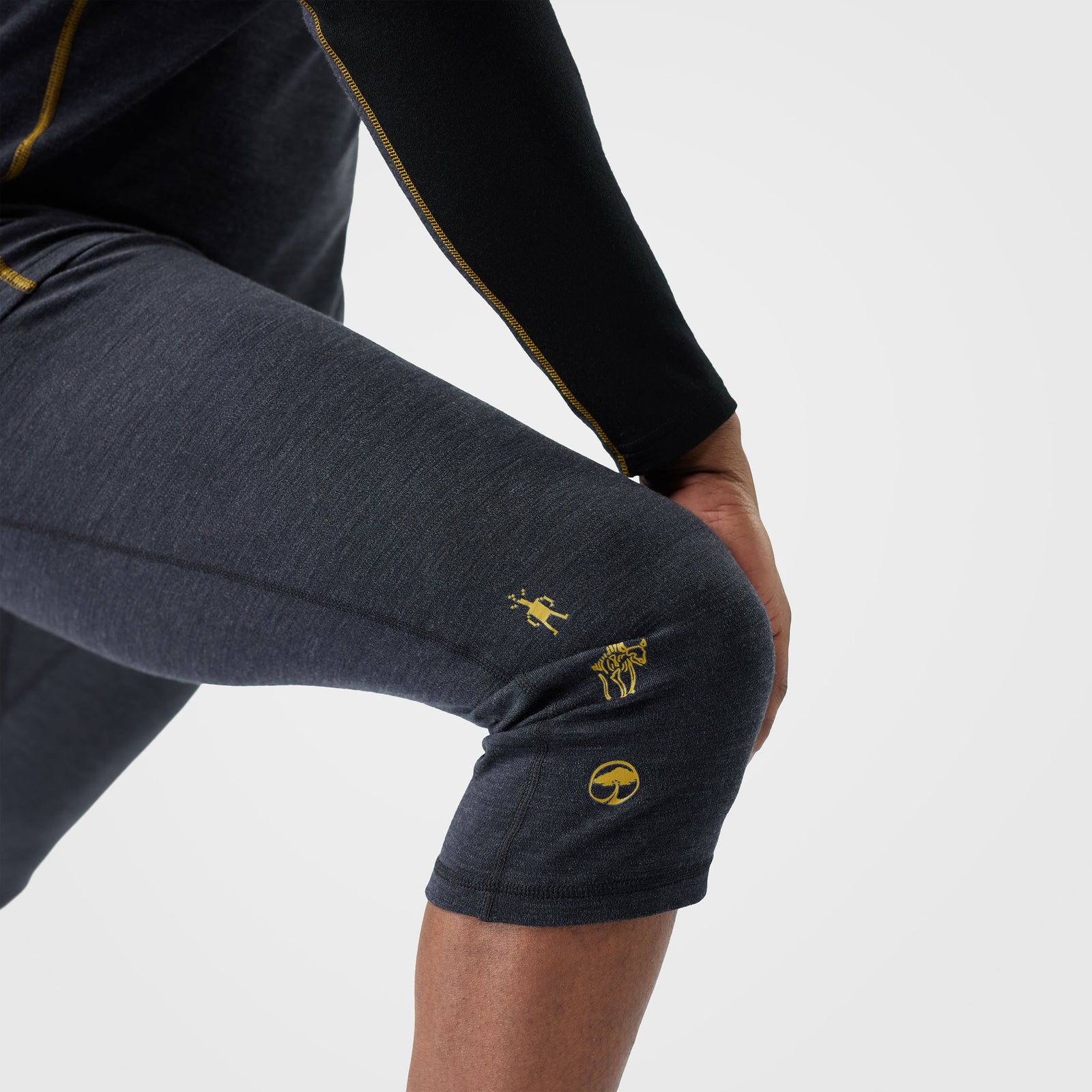 Men's Classic Thermal Merino Base Layer 3/4 Bottom Black - ver - 6