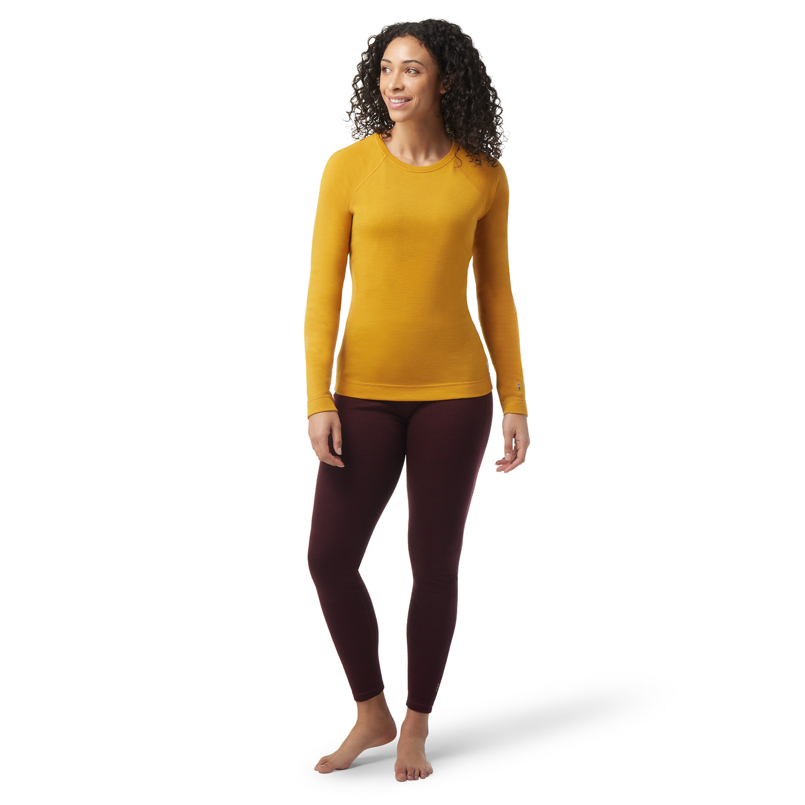 Women's Classic Thermal Merino Base Layer Crew Black Deco Floral - ver - 2
