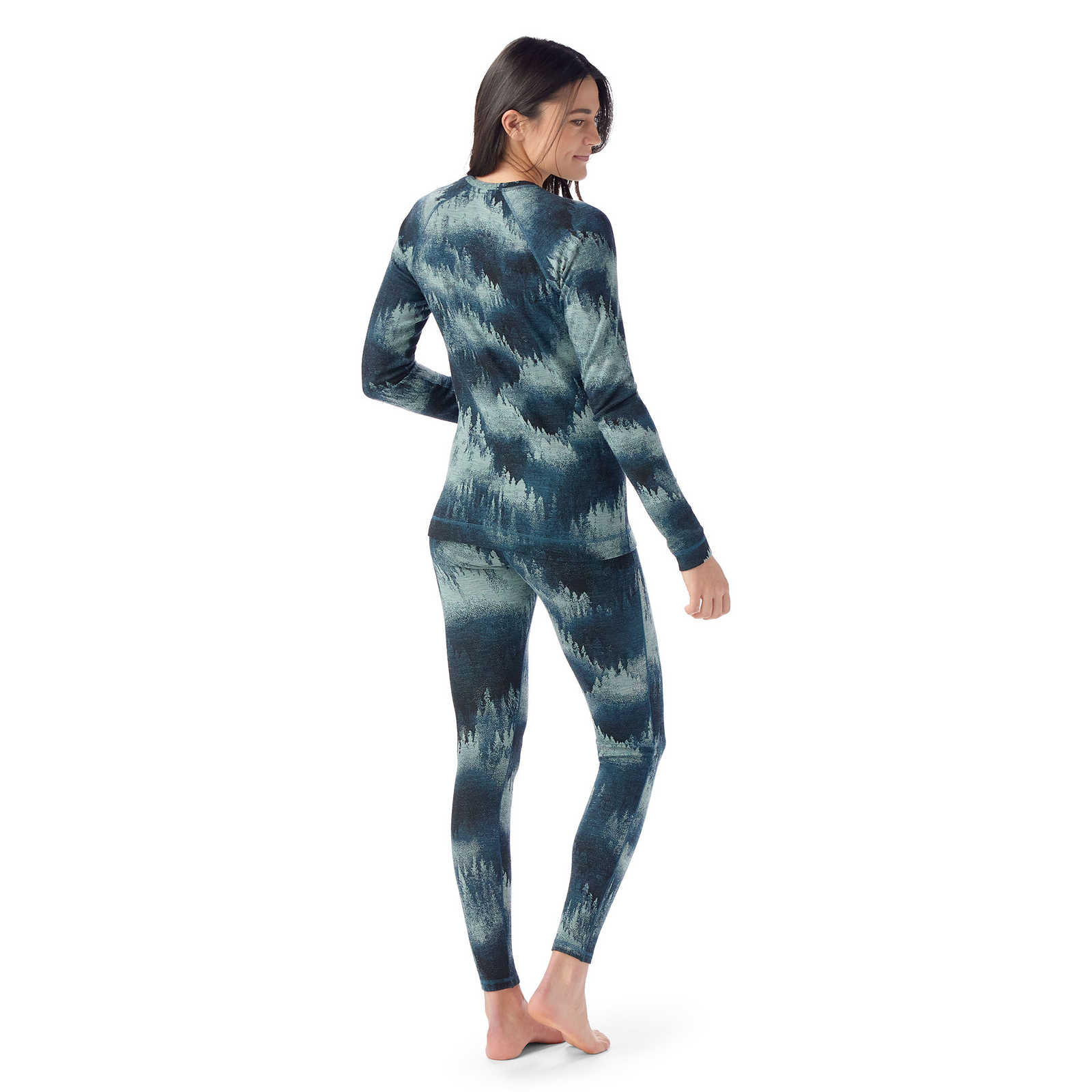 Women's Classic Thermal Merino Base Layer Crew Nightfall Blue Heather - ver - 2