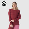 Women's Classic Thermal Merino Base Layer Crew Black Deco Floral - ver - 1