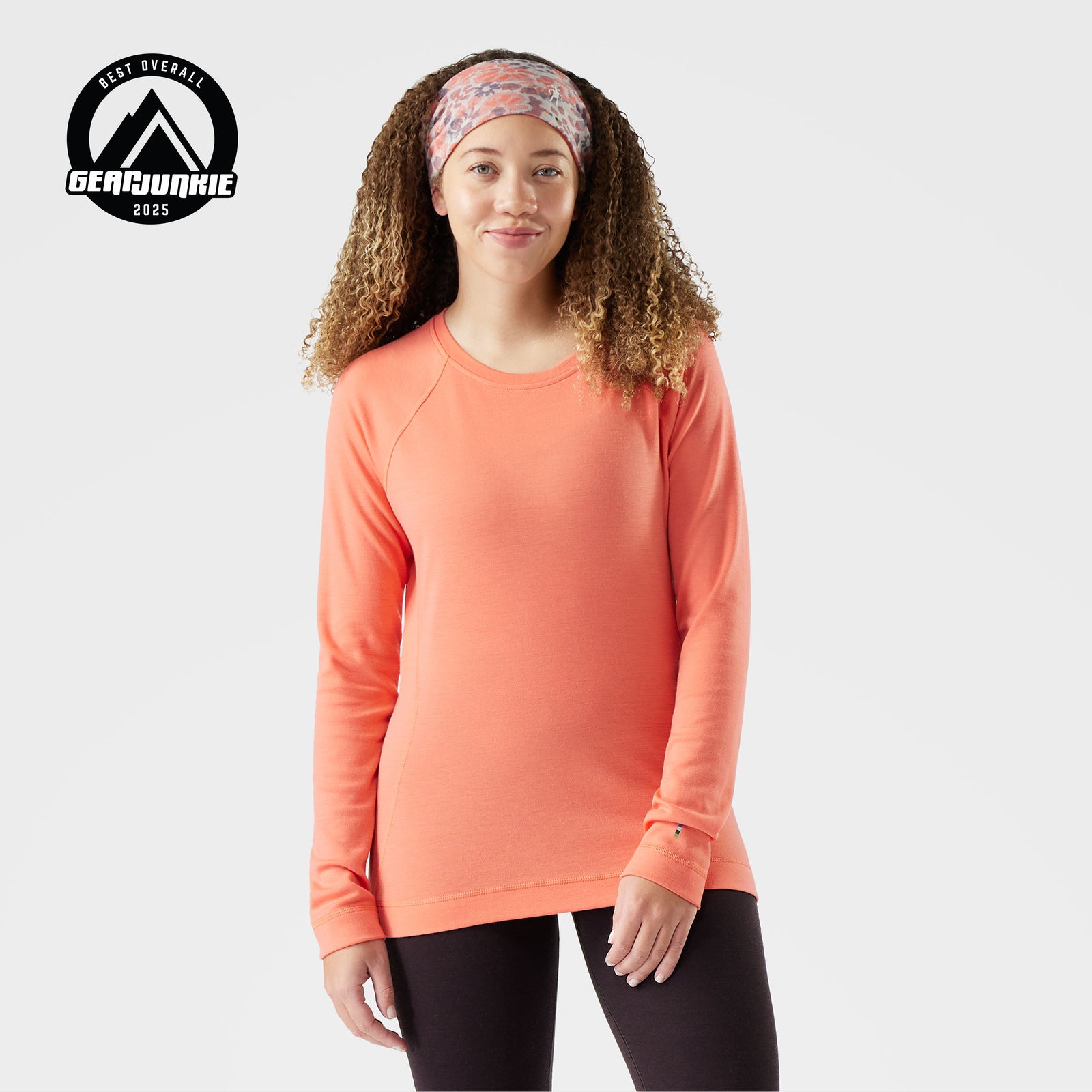 Women's Classic Thermal Merino Base Layer Crew Black Deco Floral - ver - 5