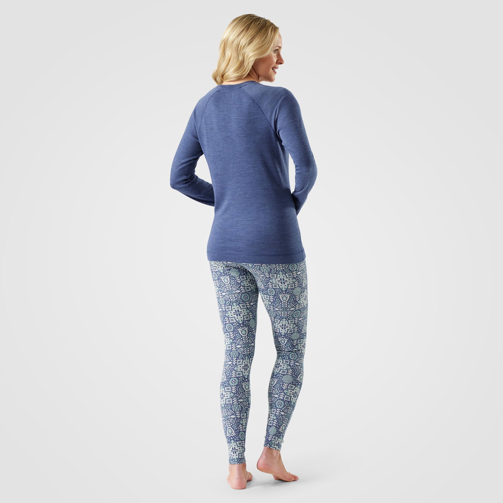Women's Classic Thermal Merino Base Layer Crew Nightfall Blue Heather - ver - 2