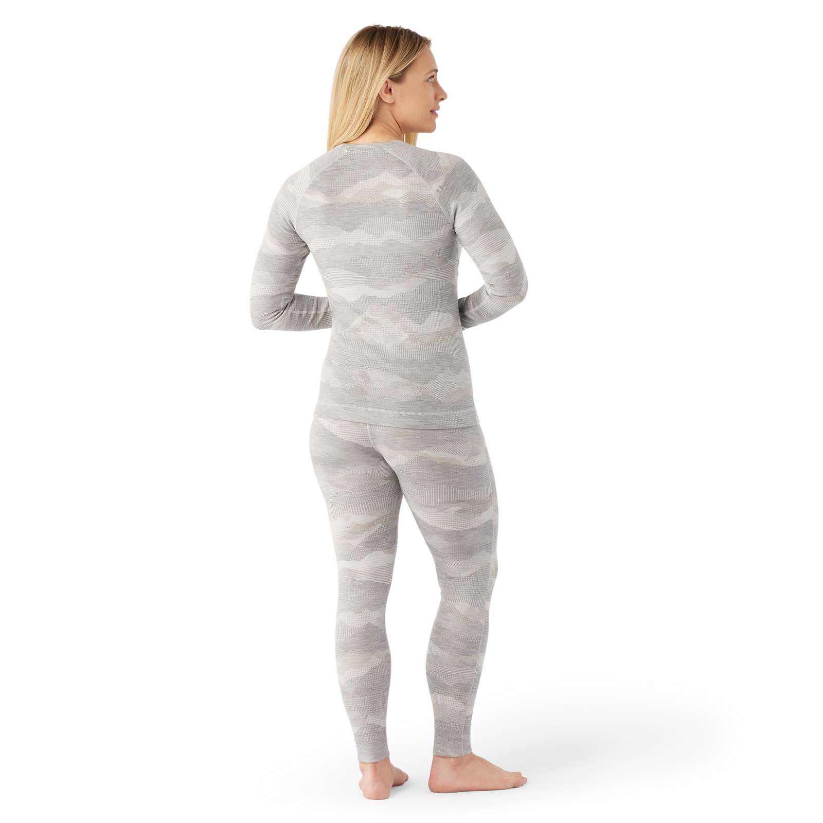 Women's Classic Thermal Merino Base Layer Crew Pacific Blue Floral - ver - 3