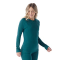 Women's Classic Thermal Merino Base Layer Crew Pacific Blue Floral - ver - 106