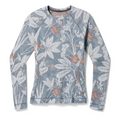Women's Classic Thermal Merino Base Layer Crew Pacific Blue Floral - ver - 80